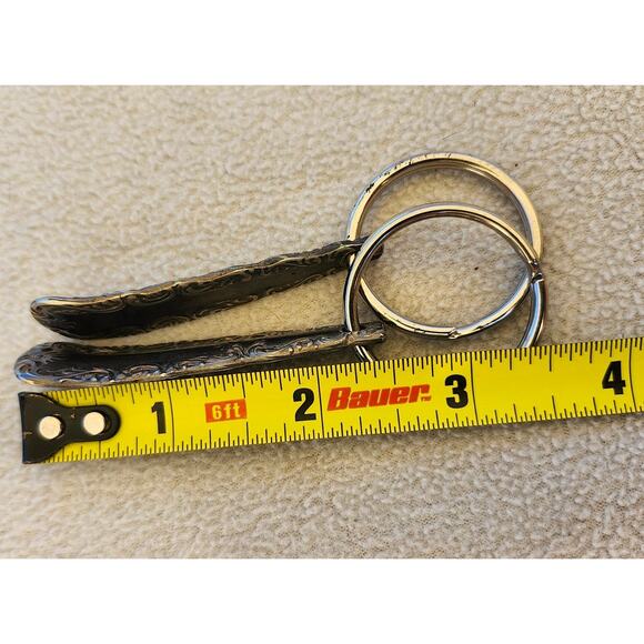 Set 2 Vintage Silver Silverware Back Key Chains Flatware Novelty - Picture 4 of 5